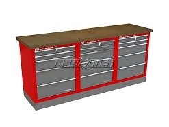 Mocny metalowy stół warsztatowy z szafkami 209x60cm - FAST SERVICE (T-22-22-22-01)