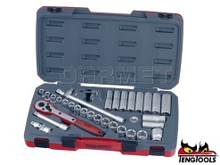 Zestaw nasadek sześciokątnych z chwytem kwadratowym 1/2", T1234 - 34 szt. - TENGTOOLS (17457-0101)