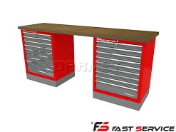 Mocny metalowy stół warsztatowy z szafkami 209x60cm - FAST SERVICE (T-10-11-01)