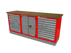 Mocny metalowy stół warsztatowy z szafkami 209x60cm - FAST SERVICE (T-20-40-10-01)