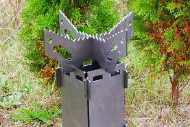 Duży piecyk kominek rakietowy survivalowy składana kuchenka polowa | stal konstrukcyjna 3 mm - DARMET