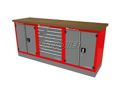 Mocny metalowy stół warsztatowy z szafkami 209x60cm - FAST SERVICE (T-40-11-40-01)