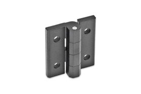 Zawias 60 x 65 mm, bez regulacji, 4 otwory pod śruby M8, odlew cynkowy, czarny | ELESA+GANTER GN 235-ZD-60-65-D-SW
