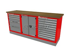 Mocny metalowy stół warsztatowy z szafkami 209x60cm - FAST SERVICE (T-22-40-10-01)