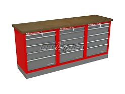 Mocny metalowy stół warsztatowy z szafkami 209x60cm - FAST SERVICE (T-21-21-21-01)