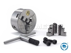 Uchwyt tokarski 100 mm | samocentrujący spiralny | żeliwny 3 - szczękowy | DIN 6350 - BISON BIAL 3204-100