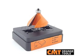 Frez do fazowania i ukosowania 45° do drewna z łożyskiem dolnym | 65 x 26 x 12 mm - CMT (936.950.11)