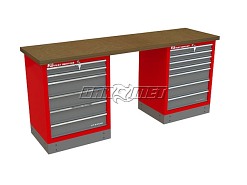 Mocny metalowy stół warsztatowy z szafkami 209x60cm - FAST SERVICE (T-14-13-01)