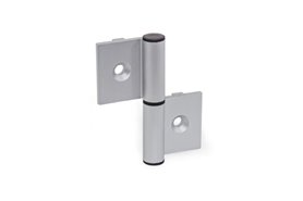 Zawias demontowalny aluminiowy | do profili aluminiowych 40 mm, typ A (skrzydła zewnętrzne) | 162 x 72 mm | otwory pod śruby stożkowe - GANTER GN 2292-72-162-A-C-EL