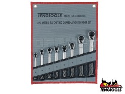 Zestaw kluczy płasko-oczkowych z zapadką, 8 szt. - TENGTOOLS (16715-0101)