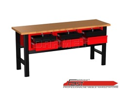 STÓŁ WARSZTATOWY Z 3 SZAFKAMI (6 szuflad) - 1960 mm - FAST SERVICE (N-3-24-01)