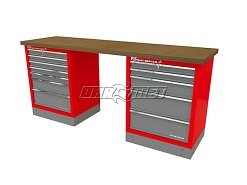 Mocny metalowy stół warsztatowy z szafkami 209x60cm - FAST SERVICE (T-19-22-01)
