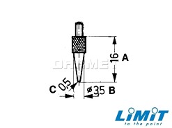 Końcówka pomiarowa do czujników zegarowych; stożkowa 16x3,5 mm - Limit 53181103