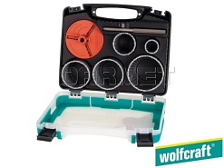 Zestaw otwornic koronowych z nasypem z węglików spiekanych o średnicach: 33, 43, 53, 68, 103 mm - WOLFCRAFT WF5424000