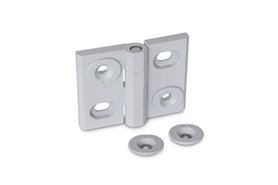 Zawias regulowany w poziomie 76 x 60 mm, 4 otwory pod śruby stożkowe M6, odlew z cynku, srebrny | ELESA+GANTER GN 127-ZD-76-60-B-SR