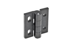 Zawias 60 x 65 mm, regulacja pozioma jednostronna, 4 otwory pod śruby M8, odlew cynkowy, czarny | ELESA+GANTER GN 235-ZD-60-65-DH-SW
