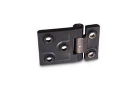 Zawias do ciężkich zastosowań 120 x 80 mm | wydłużony z jednej strony | typ B, stal nierdzewna 1.4405, czarna - ELESA+GANTER GN 237.3-NI-120-80-B-SW