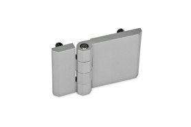 Zawias 90 x 60 mm, przedłużony poziomo, 4 trzpienie gwintowane, srebrny | ELESA+GANTER GN 237-ZD-90-60-C-SR