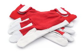 Rękawice robocze szaro-czerwone z koziej skóry i bawełny, 319C, rozmiar 9 - Consorte