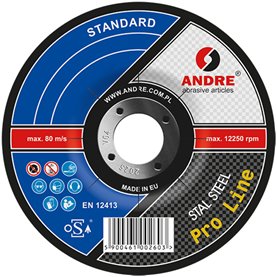 Tarcza wypukła do szlifowania PRO-LINE | wersja STANDARD | typ 27 | 115 x 6 x 22,2 mm | 95A 30Q - ANDRE 050014