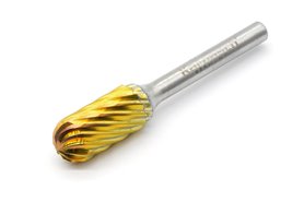 Pilnik obrotowy walcowy z czołem kulistym WRC HP-9 z węglika | z powłoką YELLOW-TEC | frez do stali nierdzewnej | 3 x 14 mm | chwyt 3 mm - KARNASCH 116033005