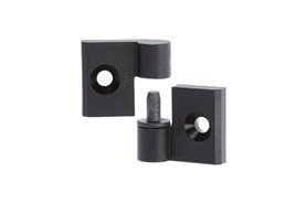 Zawias demontowalny do profili 40 mm z rowkiem 10 mm, 32 x 60 mm, otwory pod śruby stożkowe M6, sworzeń prawy (CFGY-D), czarny - ELESA+GANTER CFGY.40/40 SH-6-D-10