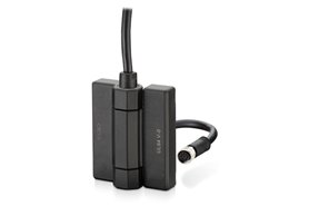 Zawias z przepustem przewodu elektrycznego 70 x 60 mm | wtopki gwintowane M6, przewód do góry, złącze żeńskie | przewody 3,5 m + 1,5 m - ELESA+GANTER CFM-PC.70-B-M6-C-A3.5+B1.5