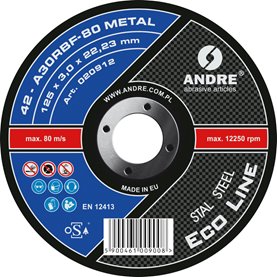 Tarcza wypukła do cięcia ECO-LINE | typ 42 | 125 x 3 x 22,2 mm | A30RBF - ANDRE 020912