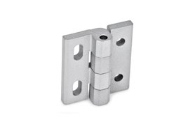 Zawias 50 x 55 mm, regulacja pozioma jednostronna, 4 otwory pod śruby M6, odlew cynkowy, srebrny | ELESA+GANTER GN 235-ZD-50-55-DH-SR