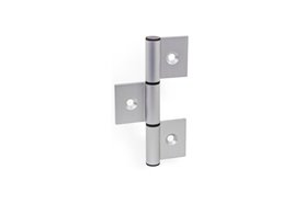 Zawias aluminiowy długi trzyczęściowy 125 x 72 mm | typ A (skrzydła zewnętrzne) | otwory stożkowe - GANTER GN 2295-72-125-A-C-EL
