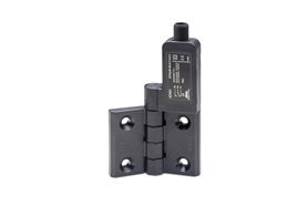 Zawias z wyłącznikiem bezpieczeństwa 53 x 70 mm, styki 1NO+1NC | 4 otwory pod śruby M6 | gniazdo M12 u góry, prawe skrzydło, IP69K | czarny - ELESA+GANTER CFSQ.60-SH-6-C-A-D-IP69K