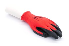 Rękawice robocze czerwone poliestrowe z lateksem, 481, rozmiar 7 - Consorte