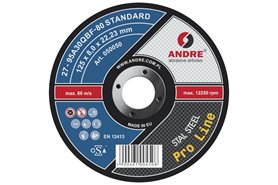 Tarcza wypukła do szlifowania PRO-LINE | wersja STANDARD | typ 27 | 125 x 8 x 22,2 mm | 95A 30Q - ANDRE 050050