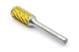 Pilnik obrotowy walcowy z czołem kulistym WRC HP-9 z węglika | z powłoką YELLOW-TEC | frez do stali nierdzewnej | 3 x 14 mm | chwyt 3 mm - KARNASCH 116033005