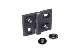 Zawias regulowany w pionie i w poziomie 76 x 60 mm, 4 otwory pod śruby stożkowe M6, odlew z cynku, czarny | ELESA+GANTER GN 127-ZD-76-60-HB-SW