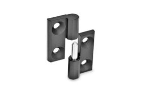 Zawias prawy, odlew z cynku, czarny RAL 9005 60 x 60 mm | Pod śruby stożkowe M8 | ELESA+GANTER GN 337-ZD-60-60-A-1-SW