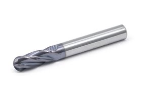 Frez trzpieniowy z chwytem walcowym do metalu 8 mm | 4-ostrzowy | z czołem kulistym R4 | DIN 6527-A VHM/TiAIN - DARMET