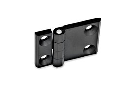 Zawias 63 x 50 mm, przedłużony poziomo, 4 otwory pod śruby stożkowe, czarny | ELESA+GANTER GN 237-ZD-63-50-A-SW