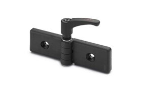 Zawias z blokadą do profili 30/45 mm, 36 x 69 mm, 2 otwory pod śruby stożkowe M6, czarny | ELESA+GANTER CFG.30/45-ERS-SH-6