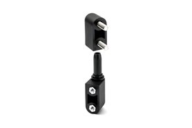 Zawias z regulowaną osią obrotu 64 x 14,5 mm, wtopki M5 + trzpienie M5x12, czarny - ELESA+GANTER CFN.65 B-M5-p-M5x12