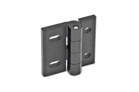 Zawias 55 x 55 mm, regulacja pionowa jednostronna, 4 otwory pod śruby M6, odlew cynkowy, czarny | ELESA+GANTER GN 235-ZD-55-55-DB-SW