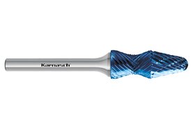 Pilnik obrotowy CURVE + KEL z węglika | z powłoką BLUE-TEC | frez kombinowany | 12 x 35 mm | chwyt 6 mm | długość 80 mm - KARNASCH 116025100