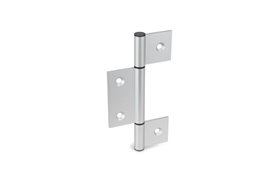 Zawias aluminiowy długi trzyczęściowy 165 x 86 mm | typ I (skrzydła wewnętrzne) | otwory stożkowe - GANTER GN 2295-86-165-I-C-EL
