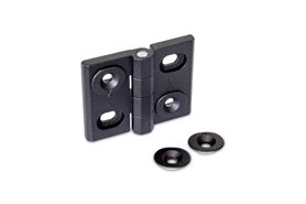 Zawias regulowany w poziomie 52 x 40 mm, 4 otwory pod śruby stożkowe M4, odlew z cynku, czarny | ELESA+GANTER GN 127-ZD-52-40-B-SW