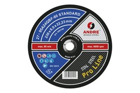 Tarcza wypukła do szlifowania PRO-LINE | wersja STANDARD | typ 27 | 230 x 8 x 22,2 mm | 95A 24Q - ANDRE 050149