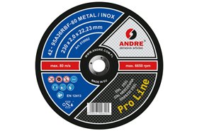Tarcza wypukła do cięcia stali nierdzewnej METAL+INOX | PRO-LINE | typ 42 | 230 x 2 x 22,2 mm | 95A36RBF - ANDRE 010062