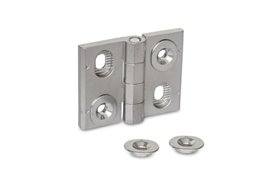 Zawias regulowany w pionie 52 x 40 mm, 4 otwory pod śruby stożkowe M4, stal nierdzewna A4 | ELESA+GANTER GN 127-A4-52-40-H-GS