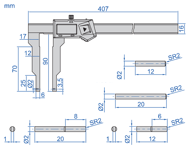 suwmiarka elektroniczna insize 1108 - wymiary