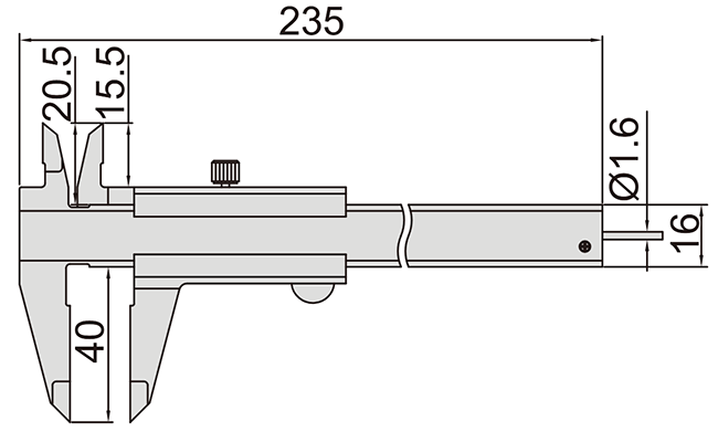 Suwmiarka noniuszowa INSIZE typ 1202 - wymiary