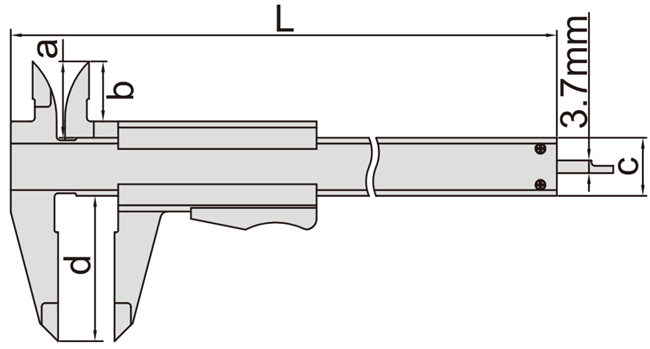 Suwmiarka noniuszowa INSIZE typ 1205 - wymiary